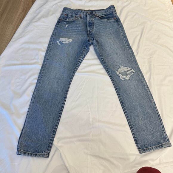 Levi's 501 Distressed High Rise Skinny Jeans - 26x28 - Picture 2 of 11